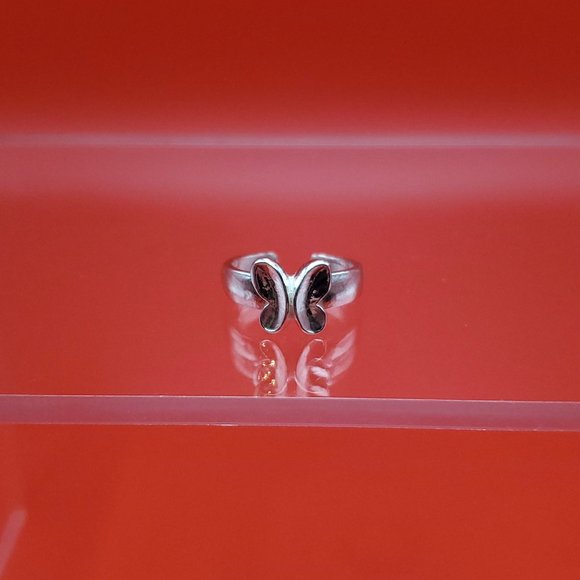 Size 1 925 Sterling Silver Cute Butterfly Toe Ring - Picture 1 of 7
